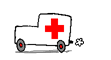 sketch gif of car with red cross and tailpipe smoke