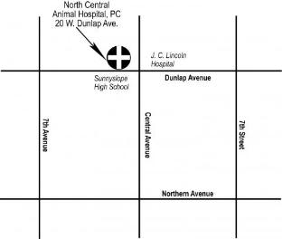 map showing location of North Central Animal Hospital Phoenix